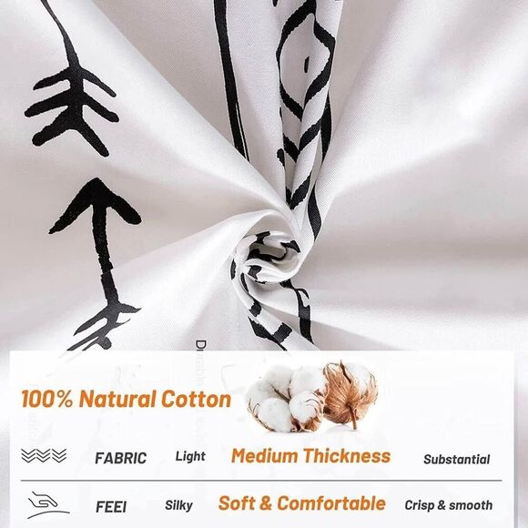 Boho Arrow Black White Duvet Cover Set Full Comforter Bedding Cotton - Picture 2 of 4